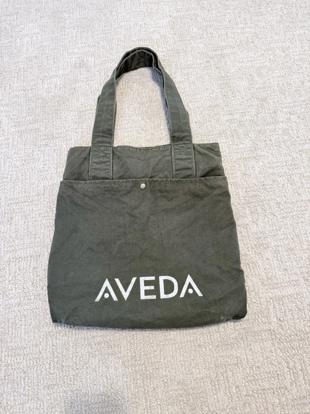AVEDA Dark Olive Canvas Logo Tote - Picture 1 of 8